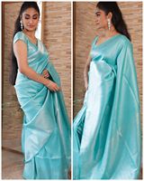 Magnifique sari en soie georgette avec un riche travail de jacquard sur le pallu, dernier modèle de designer, idéal pour les mariages indiens et pakistanais, FAB ZONE