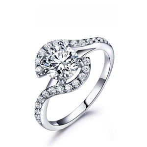 Anillo de bodas de plata de ley 925 personalizado para mujer Diseño clásico 14K 18K Oro blanco Diamante azul Certificado IGI para fiestas - Product Image 5