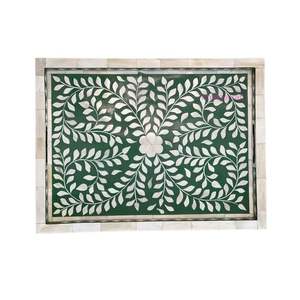 Bandeja con incrustaciones de asistencia, bandeja para servir hecha a mano, incrustaciones de hueso de lujo, desayuno de Ramadán, fruta, café, té, bandeja decorativa - Product Image 5