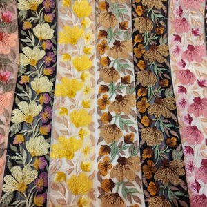 Design de mode fleur broderie dentelle coupe maille douce dentelle garniture pour dames robe vêtements broderie - Product Image 1