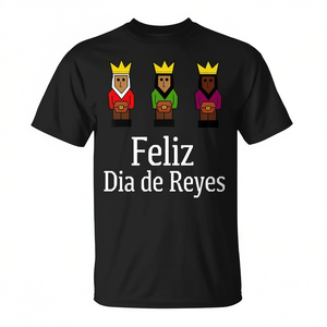 Camiseta Feliz Día de Reyes Magos Negra para Adultos Unisex, Cuello Redondo, Manga Corta, Impresión Digital, Regalos Religiosos de Iglesia - Product Image 3