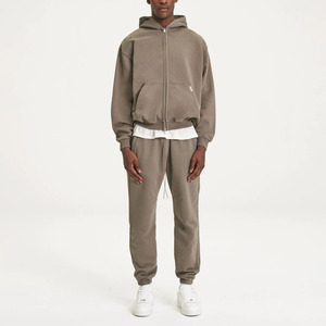 Haute qualité hommes sweats à capuche zippés brut unisexe coton lourd surdimensionné blanc Logo personnalisé sweats à glissière expédition DDP - Product Image 2