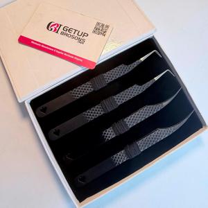 Pinzas para Pestañas Getup Brosons Impex con Recubrimiento de Polvo Negro Antiestático, Agarre Perfecto, Acero Inoxidable, Punta Suave, Herramienta de Precisión - Product Image 6