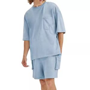 OEM personnalisé d'été hommes de deux pièces t-shirt et shorts ensemble casual jogging survêtement 2 pièces courtes ensembles pour hommes - Product Image 1