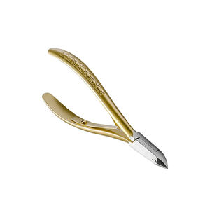 Pinza de uñas de acero inoxidable alemana personalizada con hoja afilada con mango dorado para uso en cutículas y dedos resorte Doble - Product Image 2