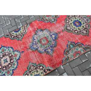 Tapis vintage 3,3x7,3 pi (100x221 cm), tapis turc rouge du sud-ouest - Product Image 5