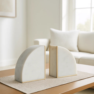 Sujetalibros de Piedra Elegante Hecho a Mano de Alta Calidad, Organizador de Escritorio Moderno, Sujetalibros de Mármol para Uso en Oficina - Product Image 1