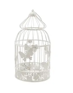 有吸引力的设计金属白色鸟笼手工经典蝴蝶设计批发价出售金属白色鸟笼