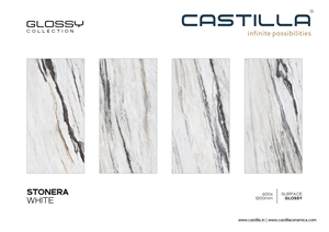 Carreaux de porcelaine émaillée blanche Stonera de 600x1200mm de conception italienne finition brillante moderne solide pour l'utilisation de murs intérieurs Villas écoles - Product Image 2