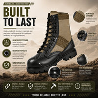 Bottes tactiques légères SUPER FORCE JB-SW-09 pour la jungle, tige en cuir véritable, semelle intérieure en caoutchouc, fermeture à lacets et zip, vert