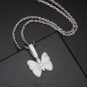 Colgantes de moda de mariposa de Plata de Ley 925 de lujo, collares de diamantes de moissanita completamente helados para hombres y mujeres - Product Image 2