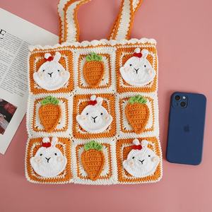 Bolso de Hombro Abierto de Lana Tejido a Crochet con una Sola Correa, Hecho a Mano, Creativo, para Mujer, a la Moda, Estilo Abuela, Tipo Satchel, 30x30cm - Product Image 1