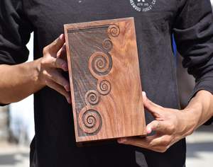 Urna de madera para adultos con diseño circular de cremación para cenizas, entierro funerario, recuerdos para mascotas, urna decorativa creativa conmemorativa grande - Product Image 2