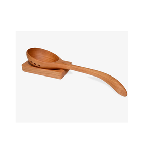 Porte-salade en bois et table à manger avec support de cuillère en métal de couleur naturelle et articles de cuisine - Product Image 4