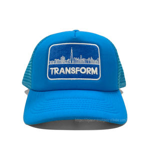 Sombreros de camionero de Espuma Azul con logotipo personalizado Hip Hop de moda para ropa informal al aire libre Diseño de parche DE LOS Emiratos Árabes Unidos Venta al por mayor Injae Vina Headwear - Product Image 2