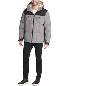 Chaqueta acolchada de lana de invierno para hombre, cuello con capucha, cremallera, resistente al agua, nailon, lavado, Technics a prueba de viento - Product Image 5