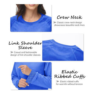 Lujosa Sudadera de cuello redondo de terciopelo para mujer, logotipo personalizado, lavado ácido, bordado 3D, técnicas de tinte de corbata para invierno Formal informal - Product Image 4