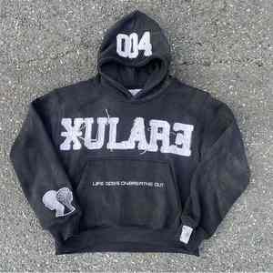 Sudaderas con Capucha 100% Algodón para Hombre, Ropa Urbana Gruesa, Logotipo Personalizado Bordado, Lavado Ácido, Impresión 3D, Sudaderas Francesas - Product Image 6