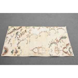 Alfombra Turca, Pequeña, 2x3.6 pies, Alfombra Vintage, Alfombra de Lana con Puntos Blancos - Product Image 2