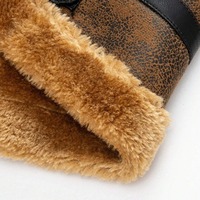 Erkekler İçin Özelleştirilebilir Renkli Tilki Kürkü Dolgulu Kışlık Sıcak Sherpa Shearling Suni Kürk Astarlı Kişiselleştirilebilir Deri Ceket