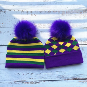 Bonnets d'hiver chauds Chapeau en tricot jacquard européen et américain Style anglais Mélange de rayures à carreaux Chapeau en laine super extensible - Product Image 1