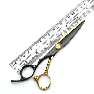 Ciseaux de Salon de coupe de cheveux professionnels ensemble or noir japon acier 440c beauté coiffure ciseaux de barbier en acier inoxydable tranchant - Product Image 4