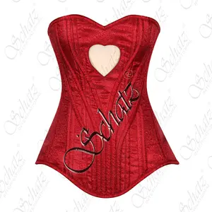 Corsetto di qualità Premium a 3 strati corsetto Overbust disossato pesante a forma di cuore realizzato in tessuto broccato di alta qualità corsetto satinato