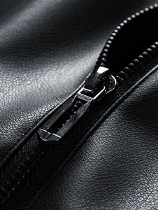 Chaqueta de Cuero con Forro de Algodón Estándar para Hombre de Alta Calidad OEM con Logotipo Frontal Personalizable, Chaqueta de Invierno Ecológica y Resistente al Viento - Product Image 5