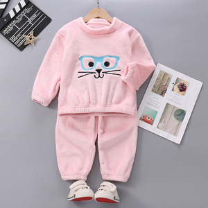 Atacado 2025 Novo Outono e Inverno Veludo Espessado Quente Home Crianças Roupas Infantis Roupa Interior Pijamas para Meninos e Meninas - Product Image 1