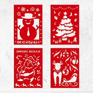 Pochoirs de Noël, modèles de motifs de Noël pour la peinture, artisanat festif, fournitures d'art DIY, pochoirs en plastique durable pour le dessin - Product Image 1