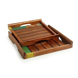 Ensemble de plateaux de petit-déjeuner multifonctionnels faits à la main, écologiques et de haute qualité, en bois brut, ustensiles de cuisine, prix compétitif - Product Image 4