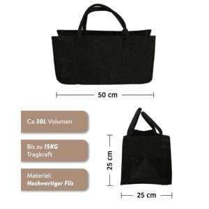 Bolsa de Fieltro Antracita para Leña, Práctica Bolsa de Transporte y Organizador de Ropa para Exteriores - Product Image 2