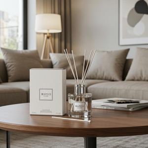 Decoratieve Etherische Olie Riet Diffuser Helder Glazen Fles Ronde Vorm Met Aangepaste Logo Voor Geschenkverpakking