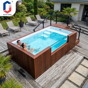 การออกแบบสระว่ายน้ำสไตล์ชนบทด้วยหินธรรมชาติและพื้นไม้ - Product Image 1