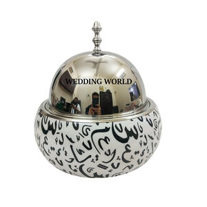 Marmite en nacre de belle qualité à la main Casserole de créateur ensemble de trois chauffe-plats décoratifs en métal de mariage - Product Image 5