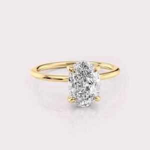 IGI Certified Oval Cut Lab Grown Diamond Engagement <b>Ring</b> Hidden Halo 9K White / Rose & Yellow Gold Bridal <b>Ring</b> - Product Image 6