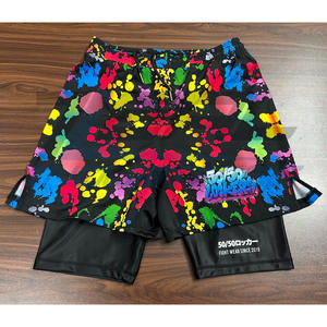Hybrid Shorts Double Layer 2 in 1 Shorts Mma <b>Grappling</b> Bjj Shorts Custom Logos Sublimation Printed Microstretch Made in Pakistan - Product Image 1