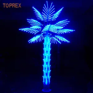 Natal novo design inteligente mudança de cor à prova d'água decorativa de rua artificial neon LED iluminado palmeira para fora