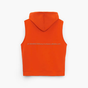 Custom Boy Sweat Shirts Sport Zipper <b>Pouch</b> Pocket Sweatshirt <b>Mens</b> Fashion Blank Quality Bright Orange Sleeveless Hoodie - Product Image 6