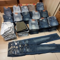 Jeans délavés pour hommes, pantalons en coton, spandex, denim, super skinny, lot de vêtements excédentaires à bas prix