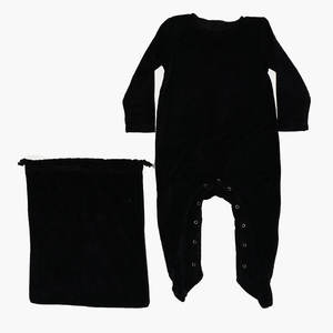 Mono con Cuello Redondo, Estampado de Logotipo, Mangas Largas, Cuello Redondo, Botones, Cierre Trasero de Terciopelo, Negro, Otoño Invierno - Product Image 1