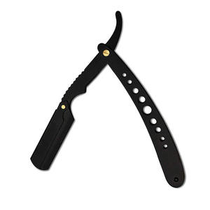 Maquinillas de Afeitar de Una Sola Hoja con Recubrimiento de Color Negro Completo para Hombre, Mango con Diseño de Orificios, Cuchillas de Afeitar Plegables - Product Image 5