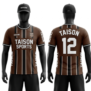 Maillot d'arbitre pour homme, professionnel, polyester et élasthanne, extensible, respirant, design à panneaux marron et noir, logo personnalisé par sublimation - Product Image 6