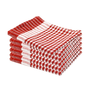 Serviettes à vaisselle brodées rouges en coton pur gaufré 45x65cm certifiées GOTS Séchage rapide Textiles de cuisine à usage quotidien - Product Image 4