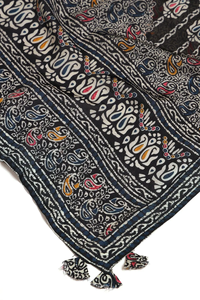 Indian & Pakistani Clothing Black Multicolor Paisley Printed viscose <b>silk</b> Women <b>Kurta</b> Dress with Dupatta Regular Fit for Women - Product Image 5