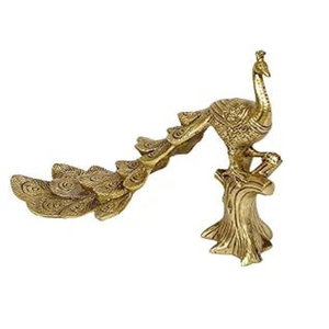 รูปปั้นนกยูงทองเหลืองบนต้นไม้ ขนาด 11 นิ้ว ดีไซน์อาร์ตเดโค งานแฮนด์เมด น้ำหนัก 2.4 กก. บรรจุ 1 ชิ้น สำหรับวันเกิด - Product Image 6