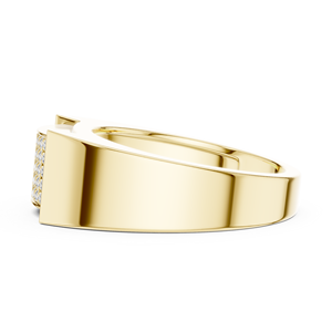 Yellow Gold Lab Grown Diamond Pavé <b>Signet</b> <b>Ring</b> <b>for</b> <b>Women</b>, Wide Band Statement <b>Ring</b>, Luxury Wedding Anniversary Fine Jewelry - Product Image 2