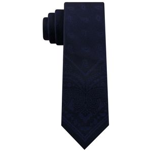 Cravatta da uomo Tommy Hilfiger slim con pannello paisley tonalizzato, blu navy, in microfibra, taglia regolare, stile lusso e casual, con logo personalizzato, idea regalo - Product Image 1