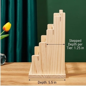 Présentoir à boucles d'oreilles rectangulaire en bois écologique 12x10,5 cm, support de rangement multi-niveaux pour bijoux et décoration intérieure - Product Image 2
