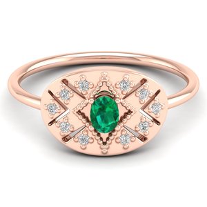 Anillo de Compromiso REYES, Nuevo, Oro Sólido de 14K, con Moissanita Certificada por GRA, para Mujer, con Gema Esmeralda Verde - Product Image 1